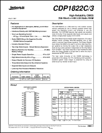 CDP1822C/3 datasheet: High-Reliability CMOS 256-Word x 4-Bit LSI Static RAM CDP1822C/3