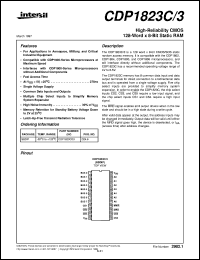 CDP1823C/3 datasheet: High-Reliability CMOS 128-Word x 8-Bit Static RAM CDP1823C/3