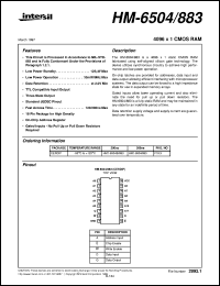 HM-6504/883 datasheet: 4096 x 1 CMOS RAM HM-6504/883