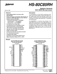 HS-80C85RH datasheet: Radiation Hardened 8-Bit CMOS Microprocessor HS-80C85RH