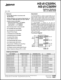 HS-81C56RH datasheet: Radiation Hardened 256 x 8 CMOS RAM HS-81C56RH