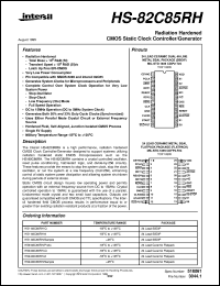 HS-82C85RH datasheet: Radiation Hardened CMOS Static Clock Controller/Generator HS-82C85RH