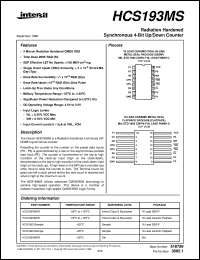 HCS193MS datasheet: Radiation Hardened Synchronous 4-Bit Up/Down Counter HCS193MS