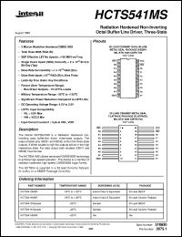 HCTS541MS datasheet: Radiation Hardened Non-Inverting Octal Buffer/Line Driver, Three-State HCTS541MS