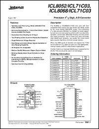 ICL8052/ICL71C03 datasheet: Precision 4 1/2 Digit, A/D Converter ICL8052/ICL71C03