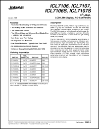 ICL7106S datasheet: 3 ^1/_2 Digit, LCD/LED Display, A/D Converters ICL7106S
