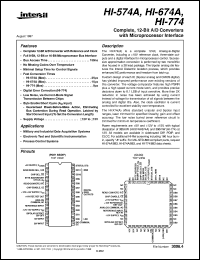 HI-774 datasheet: Complete, 12-Bit A/D Converters with Microprocessor Interface HI-774