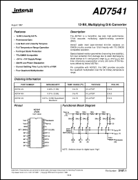 AD7541 datasheet: 12-Bit, Multiplying D/A Converter AD7541