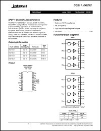 DG211 datasheet: SPST 4-Channel Analog Switches DG211