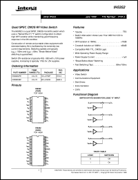 IH5352 datasheet: Quad SPST, CMOS RF/Video Switch IH5352