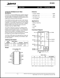 HI-524 datasheet: 4-Channel Wideband and Video Multiplexer HI-524