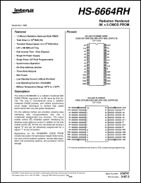 HS-6664RH datasheet: Radiation Hardened 8K x 8 CMOS PROM HS-6664RH