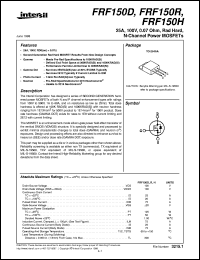 FRF150R datasheet: 25A, 100V, 0.07 Ohm, Rad Hard, N-Channel Power MOSFETs FRF150R