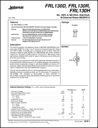 FRL130R datasheet: 8A, 100V, 0.180 Ohm, Rad Hard, N-Channel Power MOSFETs FRL130R