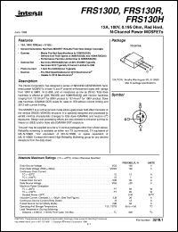 FRS130H datasheet: 12A, 100V, 0.195 Ohm, Rad Hard, N-Channel Power MOSFETs FRS130H