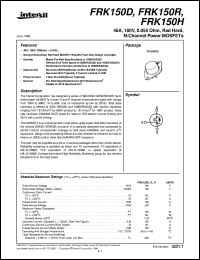 FRK150R datasheet: 40A, 100V, 0.055 Ohm, Rad Hard, N-Channel Power MOSFETs FRK150R