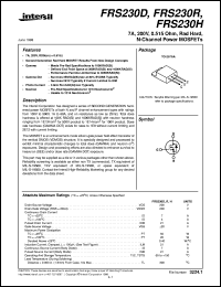 FRS230H datasheet: 7A, 200V, 0.515 Ohm, Rad Hard, N-Channel Power MOSFETs FRS230H