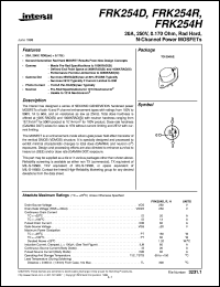 FRK254D datasheet: 20A, 250V, 0.170 Ohm, Rad Hard, N-Channel Power MOSFETs FRK254D