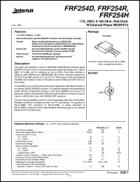 FRF254H datasheet: 17A, 250V, 0.185 Ohm, Rad Hard, N-Channel Power MOSFETs FRF254H