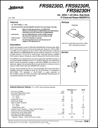 FRS9230R datasheet: 4A, -200V, 1.32 Ohm, Rad Hard, P-Channel Power MOSFETs FRS9230R