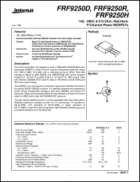 FRF9250D datasheet: 14A, -200V, 0.315 Ohm, Rad Hard, P-Channel Power MOSFETs FRF9250D