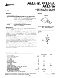 FRS244R datasheet: 9A, 250V, 0.415 Ohm, Rad Hard, N-Channel Power MOSFETs FRS244R