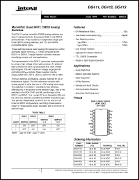 DG413 datasheet: Monolithic Quad SPST, CMOS Analog Switches DG413