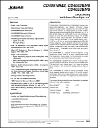 CD4051BMS datasheet: Radiation Hardened CMOS Analog Multiplexers/Demultiplexers CD4051BMS