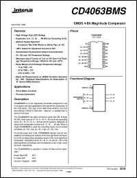 CD4063BMS datasheet: Radiation Hardened CMOS 4-Bit Magnitude Comparator CD4063BMS