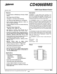 CD4066BMS datasheet: Radiation Hardened CMOS Quad Bilateral Switch CD4066BMS