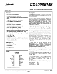 CD4098BMS datasheet: Radiation Hardened CMOS Dual Monostable Multivibrator CD4098BMS