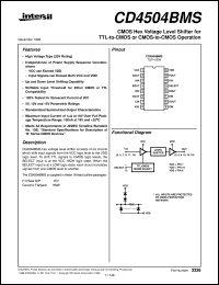 CD4504BMS datasheet: Radiation Hardened CMOS Hex Voltage Level Shifter for TTL-to-CMOS or CMOS-to-CMOS Operation CD4504BMS