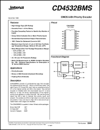 CD4532BMS datasheet: Radiation Hardened CMOS 8-Bit Priority Encoder CD4532BMS