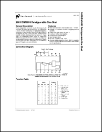 DM9601J/883 datasheet: Retriggerable Monostable Multivibrator (One Shot) with Complementary Outputs DM9601J/883