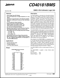 CD40181BMS datasheet: Radiation Hardened CMOS 4 Bit Arithmetic Logic Unit CD40181BMS