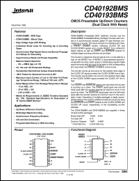 CD40192BMS datasheet: Radiation Hardened CMOS Presettable Up/Down Counters CD40192BMS