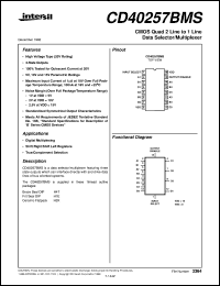 CD40257BMS datasheet: Radiation Hardened CMOS Quad 2 Line to 1 Line Data Selector/Multiplexer CD40257BMS