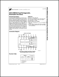 DM9602J/883 datasheet: Dual Retriggerable, Resettable Monostable Multivibrator (One Shot) with Complementary Outputs DM9602J/883