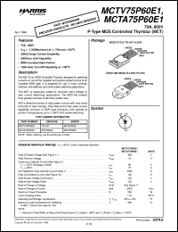 MCTA75P60E118 datasheet: 75A, 600V P-Type MOS Controlled Thyristor MCTA75P60E118