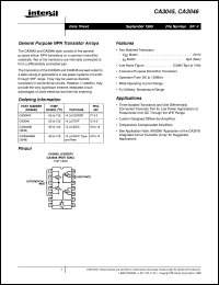 CA3046 datasheet: General Purpose NPN Transistor Arrays FN341.4 CA3046