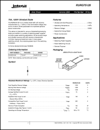 RURG75120 datasheet: 75A, 1200V Ultrafast Diode RURG75120