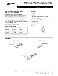 RFD10P03L datasheet: 10A, 30V, 0.200 Ohm, Logic Level, P-Channel Power MOSFET RFD10P03L