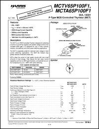 MCTV65P100F1 datasheet: 65A, 1000V P-Type MOS Controlled Thyristor MCTV65P100F1