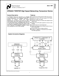 DP83223MDCT datasheet: TWISTER High Speed Networking Transceiver Device DP83223MDCT