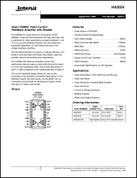 HA5024 datasheet: Quad 125MHz Video Current Feedback Amplifier with Disable FN3550.4 HA5024