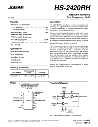 HS-2420RH datasheet: Radiation Hardened Fast Sample and Hold HS-2420RH