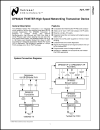 DP83223V datasheet: TWISTER High Speed Networking Transceiver Device DP83223V