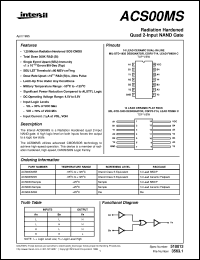 ACS00MS datasheet: Radiation Hardened Quad 2-Input NAND Gate ACS00MS