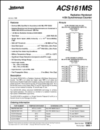 ACS161MS datasheet: Radiation Hardened 4-Bit Synchronous Counter ACS161MS