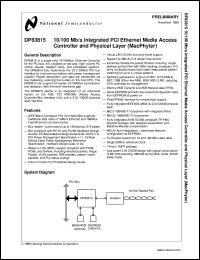 DP83815CVNG datasheet: 10/100 Mb/s Integrated PCI Ethernet Media Access Controller and Physical Layer [Preliminary] DP83815CVNG